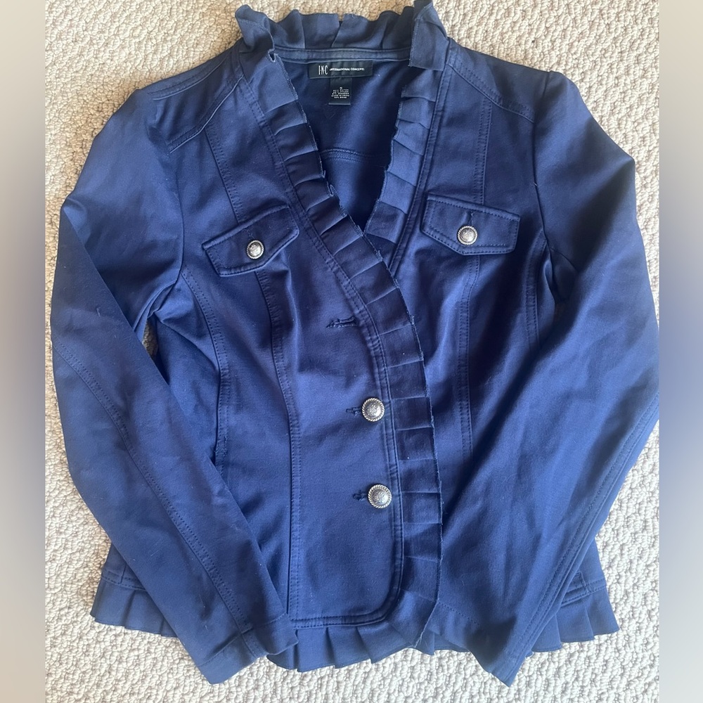 INC ruffled jacket size S